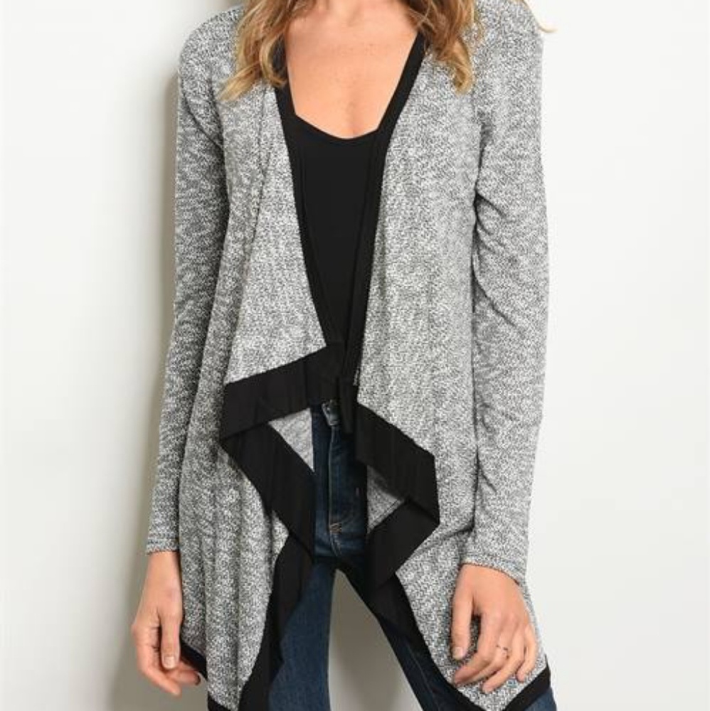 Sofia Open Drape Front Cardigan (Gray)
